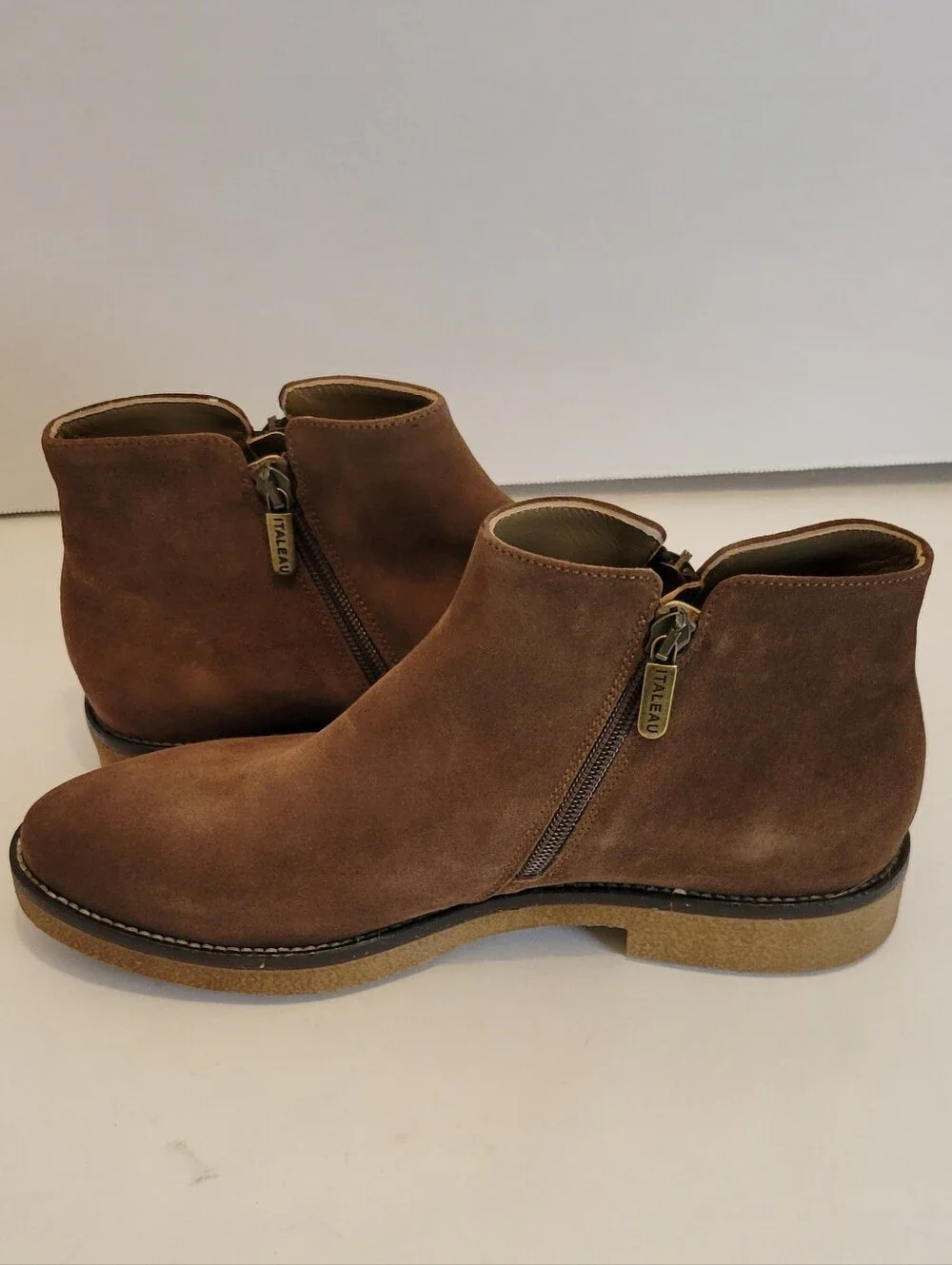 ITALEAU Foliana Waterproof Suede Ankle Boots Velour Nut EU 40.5 US 10 NIB Italy
